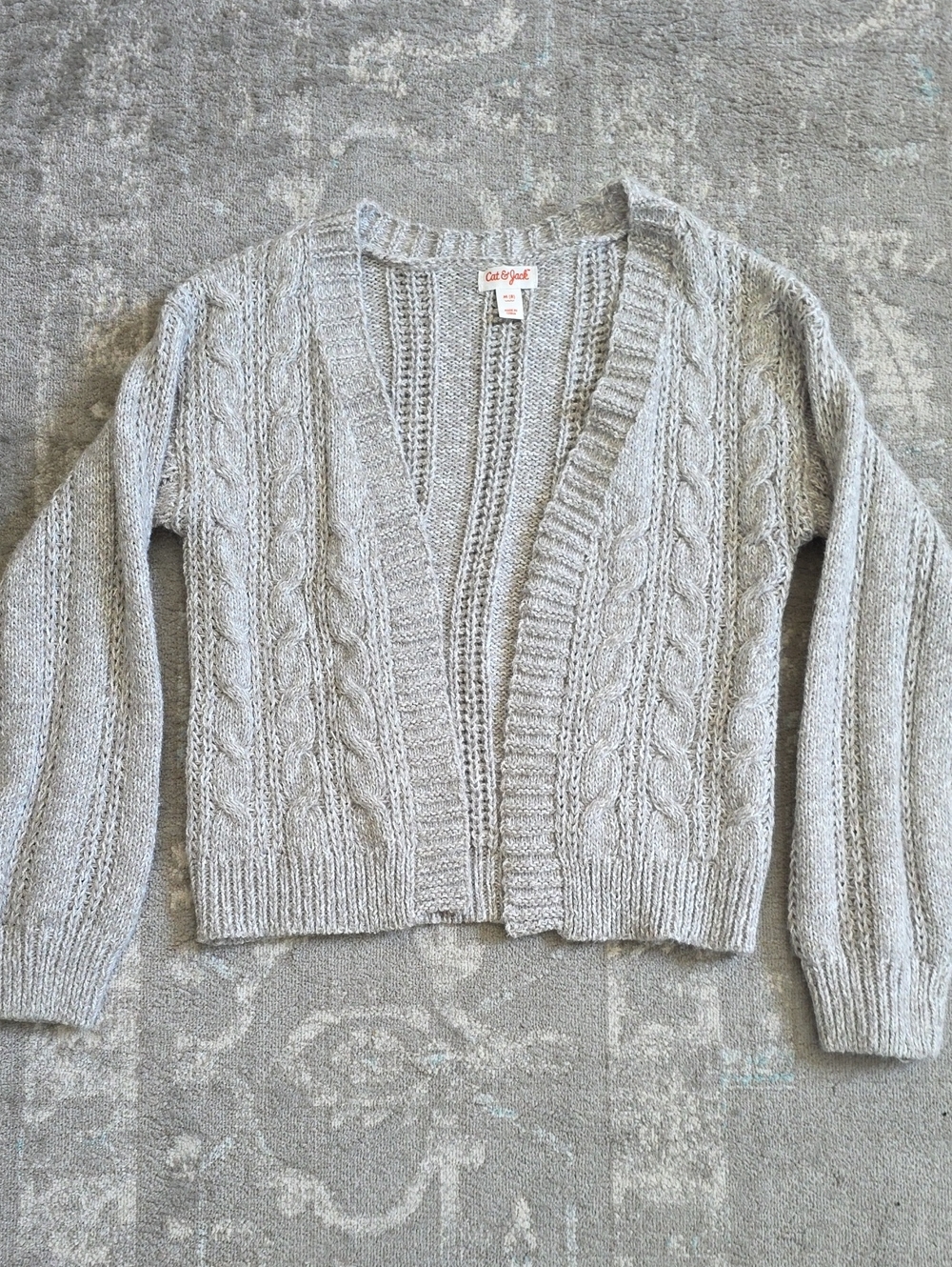 Cat & Jack Light Gray Cable Knit Open Cardigan